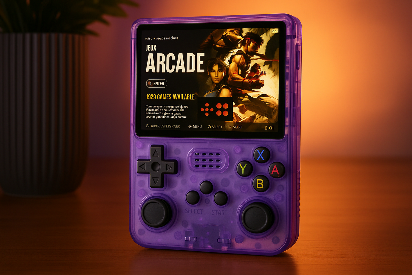Console PIXELEMPIRE violette vue d'angle
